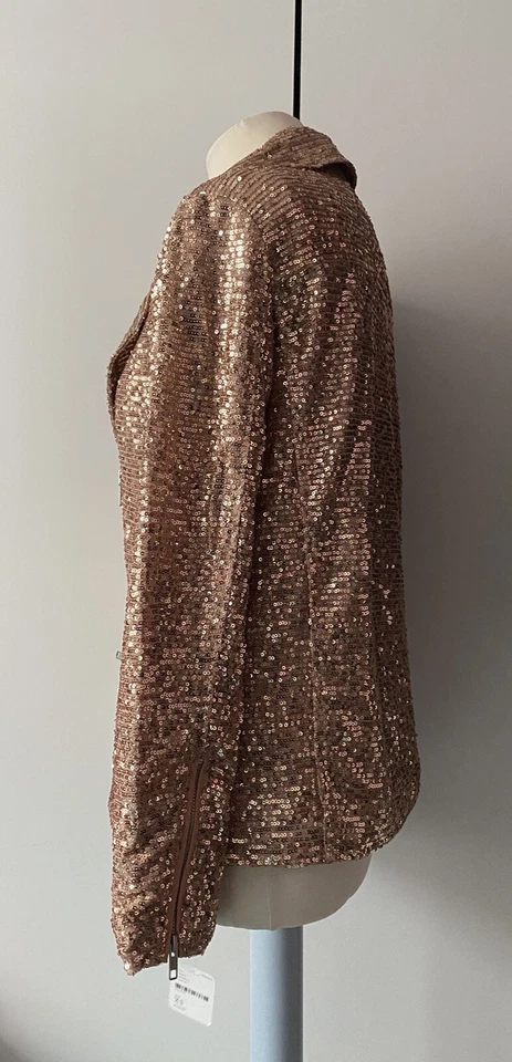 Free People Midnight Message Moto Jacket Size XS Sequins Party - Image 4 of 4