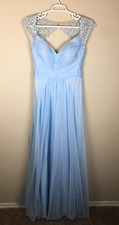 NWT La Femme Womens Light Blue Formal Shoulder Lace Dress size 12