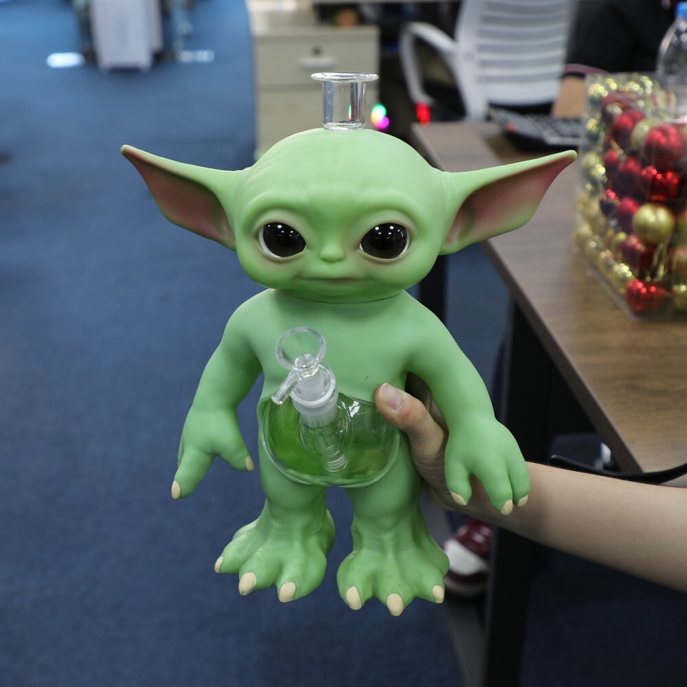 12'' Large Heavy Yoda Silicone Hookah&amp;Glass Bong Smoking Water Pipe Shisha Bowl