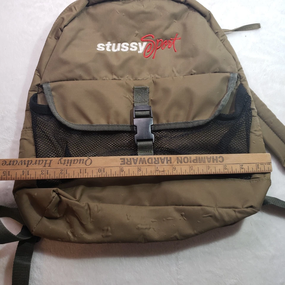 Mochila deportiva Stussy vintage verde militar años 90 y2k rara difícil de encontrar LEER Foto 3 de 4