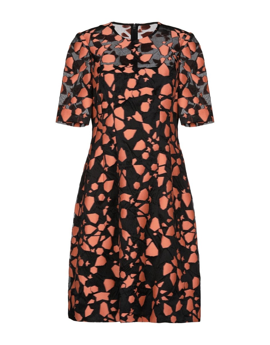 lela rose orange dress Mock Neck Long Dress