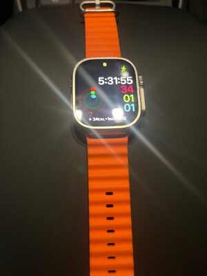 Apple Watch Ultra 49mm Titanium Case with Orange Alpine Loop, Medium (GPS +...