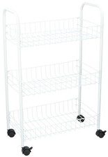 Image of 3 Tier Storage Trolley Cart on Wheels Kitchen Bathroom Laundry Narrow Space Rack