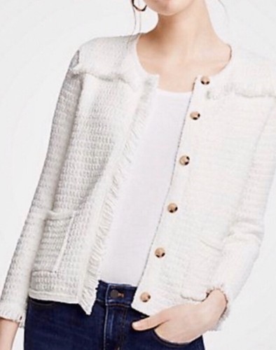 New Ann Taylor Fringe Trim Knit Sweater 