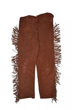 Vintage Leather Chaps Size 34x28 Brown Suede Fringe Full Western Riding Rodeo