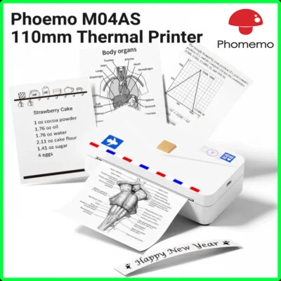 M04AS Thermal Printer Mobile Printer 15/53/80/110mm Paper For Postage Images lot - Image 1 of 4