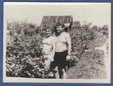 Guy with naked torso, bulge and girl in swimsuit Soviet Vintage Photo USSR