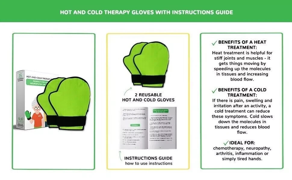 Hot & Cold Therapy Ice Pack Gloves for Chemo Neuropathy Arthritis 1