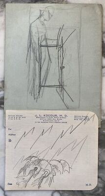 William Sommer (Ohio 1867-1949) Two 2 Modernist Futurist Cubist Drawings Estate