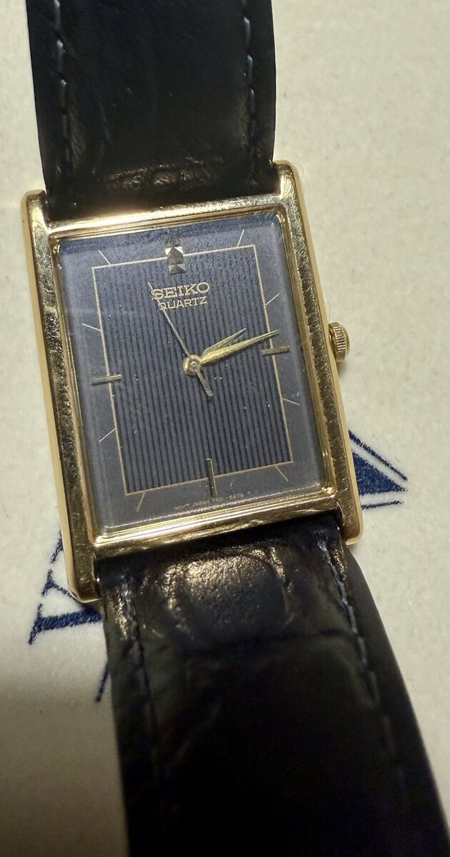 Rare Black Pin Stripe Dial SEIKO Quartz 7N01-5B40 Gold Men's Rare Black Pin Stripe Dial SEIKO Quartz 7N01-5B40 Gold Men's
