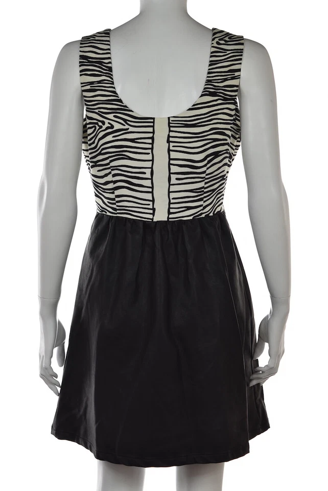 NUEVO Vestido corto Julie Brown Carina para mujer talla 6 negro marfil estampado animal Foto 2 de 4