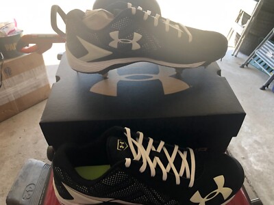Under Armour Ignite Low Men's Black & White Baseball Cleat Shoe (14) NEW