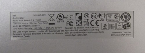 Lot de 10 écrans plats 22'' 16:10 de marque DELL (mix 2209Waf 2209Wf 2208Wfpt) - Photo 12/14