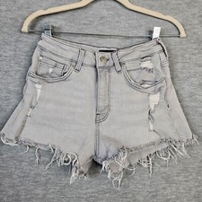 Mavi Women's Light Gray Rosie Frayed Short Size 26