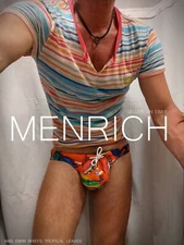 AMS SWIM BRIEFS. TROPICAL LEAVES. SMALL. NWOT. VERY RARE 🌈 GAY RUFSKIN N2N