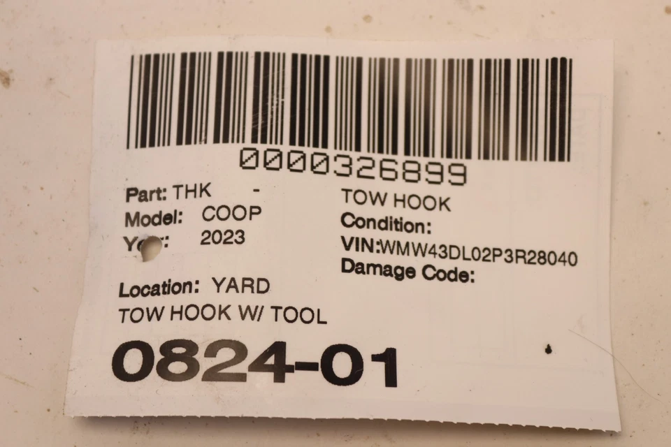 MINI COOPER F57 2014-2024 GANCHO DE REMOLQUE CON HERRAMIENTA DE DESTORNILLADOR OEM Foto 4 de 4