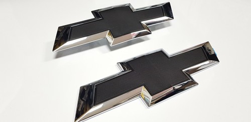 Chrome Black Front Only Bowtie Emblems 2014-2015 Silverado Sierra - Foto 9