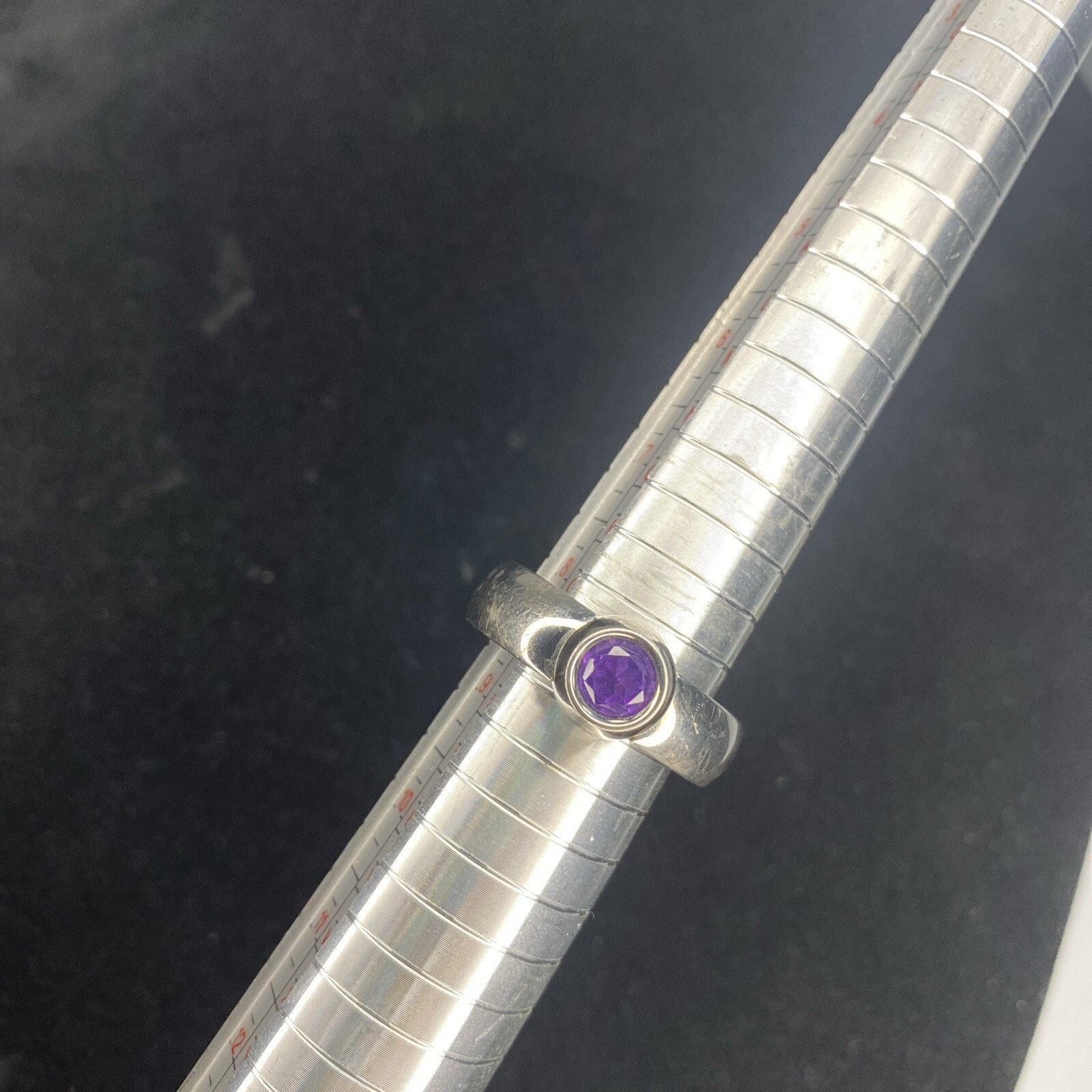 Amethyst and Titanium Ring Solitaire February Gem… - image 11