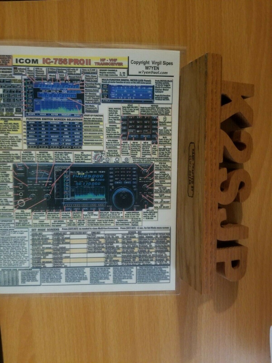 Icom IC-756 Pro 2 Data Sheets (front & back) in embossed plastic
