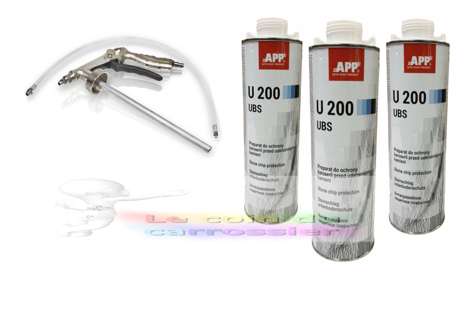 Anti-gravillons blanc U200 pack 3 cartouches pistolet blaxon auto
