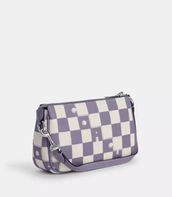 Coach Nolita 19 With Checkerboard Print Silver/Light Violet/Chalk