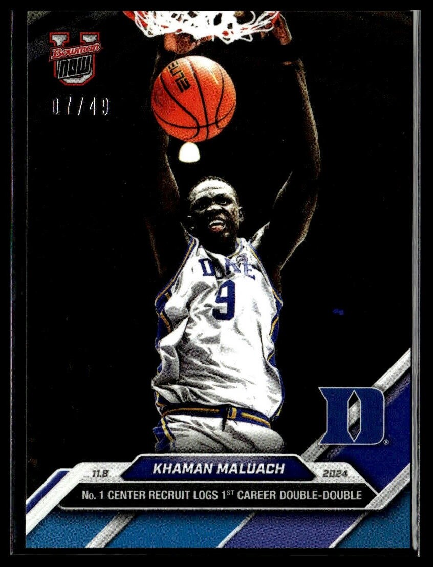2024-25 Topps Bowman U Now 7 Khaman Maluach Duke Blue Devils 1st DD Blue 07/49
