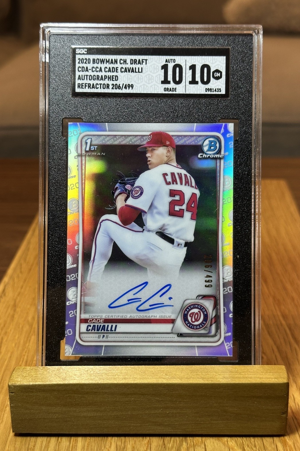 Cade Cavalli 2020 Bowman Draft Chrome Refractor /499 1st Auto RC SCG 10/10