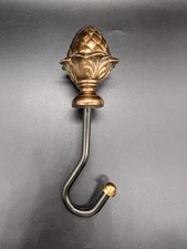 Vnth Heavy Acorn Antique Gold & Black Victorian Brass Damper Pull Hook 