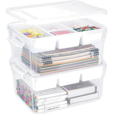 Plastik-Aufbewahrungsbox 16L 2er-Pack mit herausnehmbarem Tablett, stapelbare...