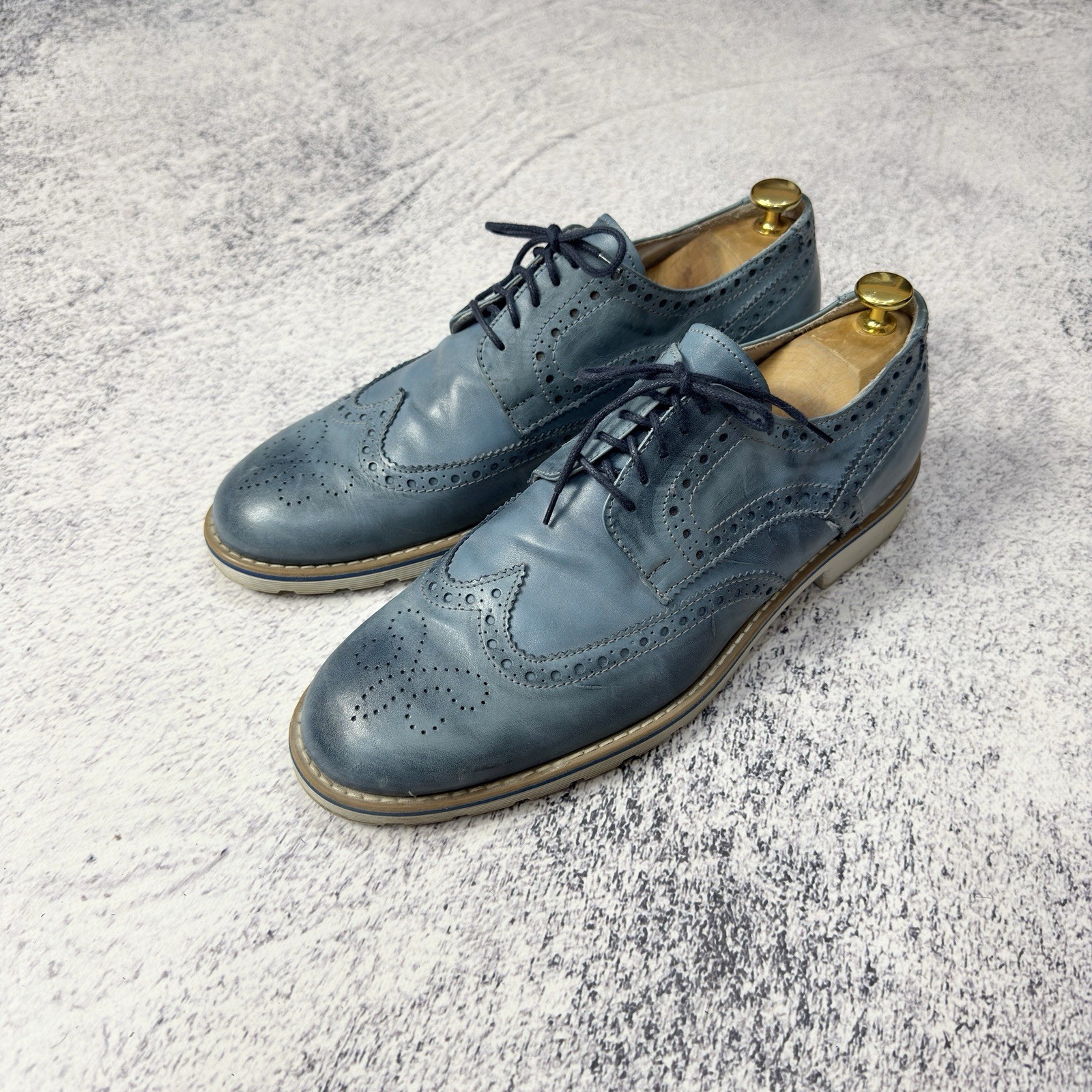 SAOLA Brogues derby uomo SF Esseffe in pelle blu US10 UK9 EU43