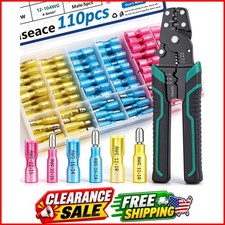 110PCS Heat Shrink Bullet Connectors with Crimping Tool 22-10AWG Waterproof B...