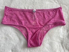 Victoria's Secret Panties Cheeky Panty Tease Dark Pink Peony Lace Mesh Large L