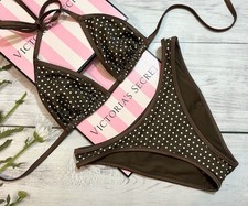Victoria's Secret PINK by Frankies Cape May Bikine Set Dots Brown XL