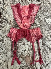 True Vintage Victoria's Secret Second Skin Satin String Bikini Panty/Garter Set
