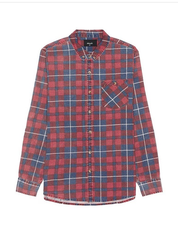 ROLLA’S TRADIE CHECK FADE BLUE RED  RELAXED FIT SHIRT. XS .. $89.99