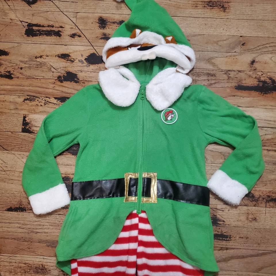 Buc-ee’s Navidad Elfo Disfraz Pijama Juvenil XS/S y Zapatillas Foto 4 de 4