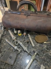 Vintage Veterinary Medical Bag Complete with Equipment and Supplies