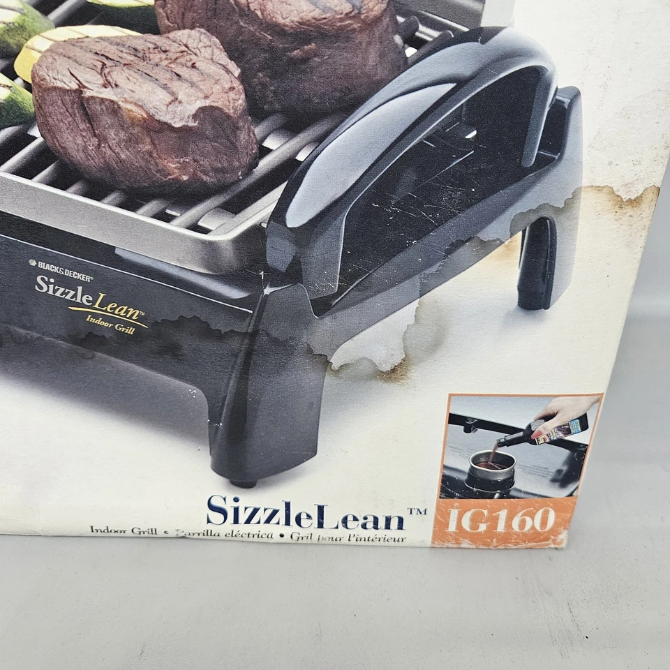 Parrilla eléctrica interior vintage Black And Decker SizzleLean IG160 NUEVA LEER Foto 2 de 4