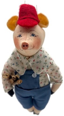 Gladys Boalt Stick Pig The 3 Little Pigs Handmade Christmas Ornament Signed