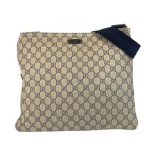 GUCCI 201446 Shoulder Bag Messenger Bag Gray Navy GG Supreme Canvas