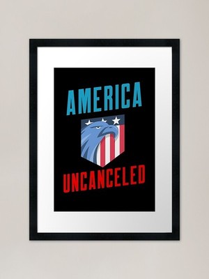 Adler mit amerikanischer Flagge - Amer gerahmtes Wandbild Poster Leinwanddruck Bild