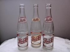 Vintage Lot of 3 Pepsi-Cola ACL Soda Bottles 2- Tompcolax , 1-Duraglas 10&12 oz