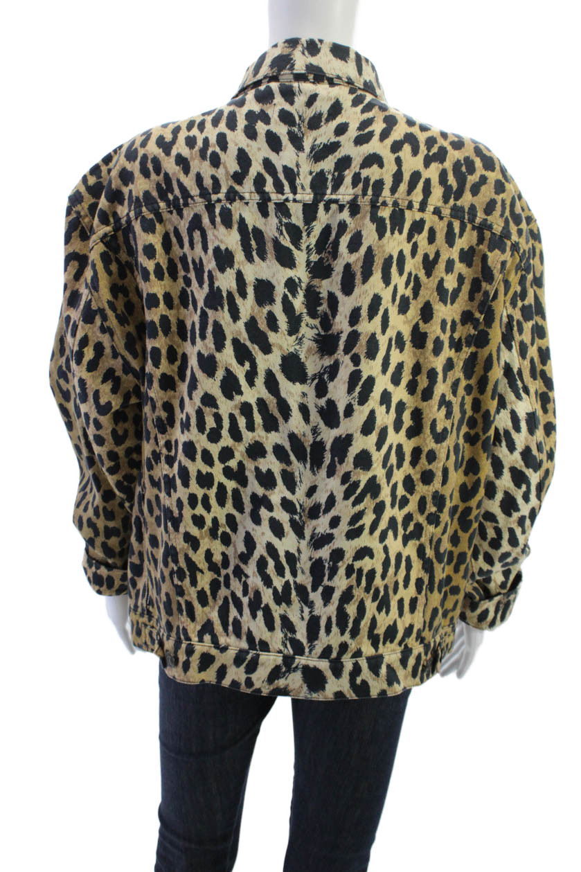 Balenciaga Unisex Beige Animal Print Collared Long Sleeve Cotton Jacket Size 36 thumbnail 3