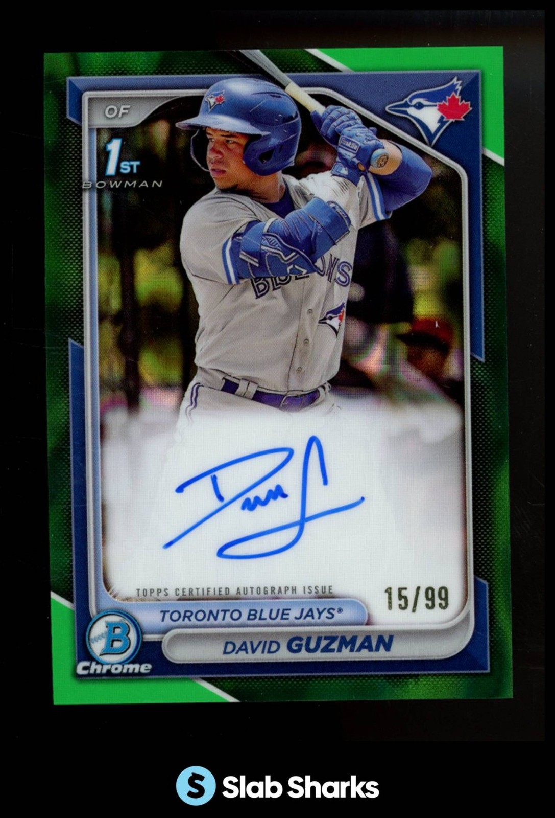 2024 BOWMAN #CPA-DGN DAVID GUZMAN CHROME AUTO GREEN LAVA 1ST PROSPECT /99