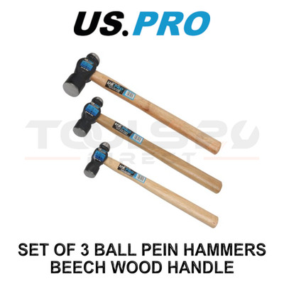 US PRO Tools 3er Set Kugelhämmer - Buchenholzgriff 4533