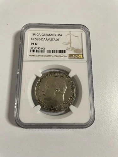 3 Mark 1910 Hesse Darmstadt Empire NGC PF61 Germany Mirror Proof