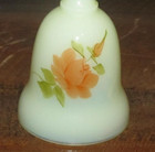 Fenton Satin Custard Vaseline Glass Mini Bell Hand Painted Floral Rose 4" — photo 3