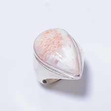 Orange Scolecite - India 925 Sterling Silver Solitaire Ring s.9 R637-25 A374
