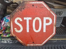 Vintage Stop Sign Early 1950 s 18 × 18 4 Lb Sheet Steel IRON Only One On Ebay