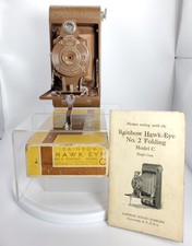 Vtg Kodak No 2 Folding Rainbow Hawkeye Model C Camera W/ Org Box  Instructions